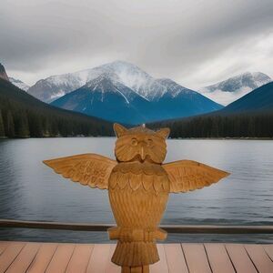 Vintage Folk Art Carved Wooden Articulated Owl Wall Hook Wings Move